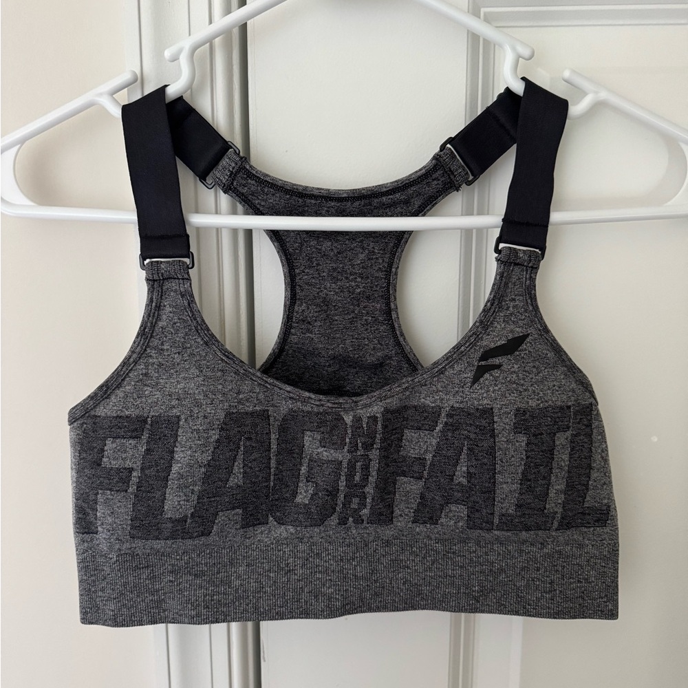 Flag Nor Fail Gray Sports Bra